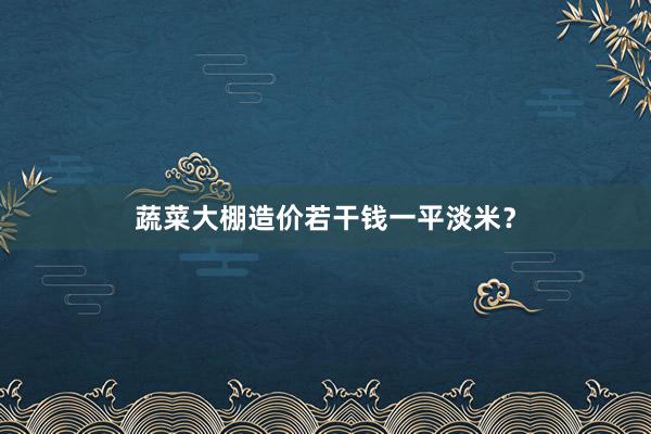 蔬菜大棚造价若干钱一平淡米？